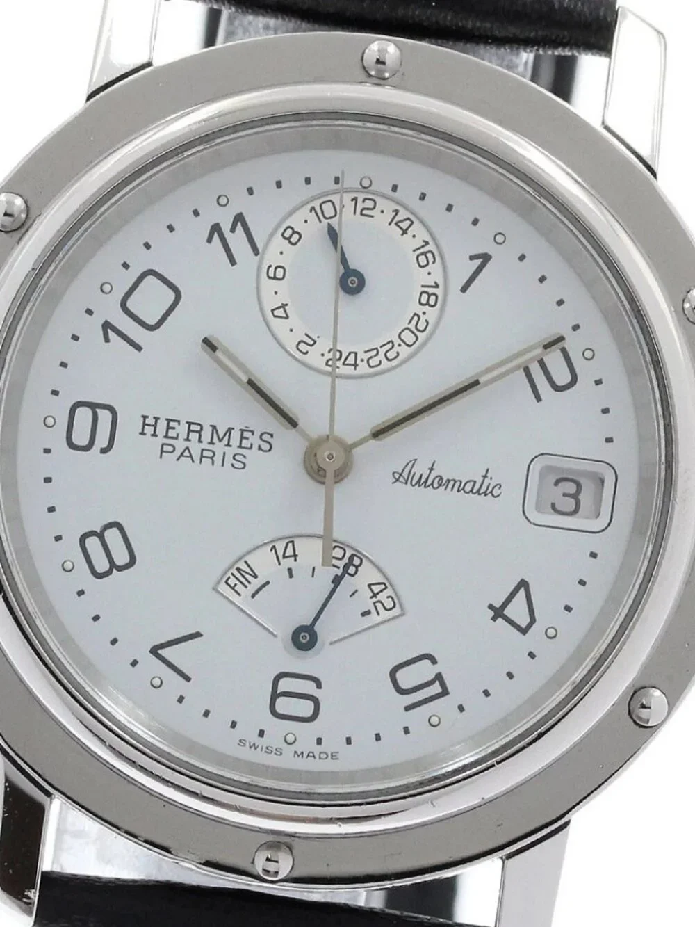HERMES Clipper CL5.710 Power reserve GMT white Dial Automatic Men's Watch_967628